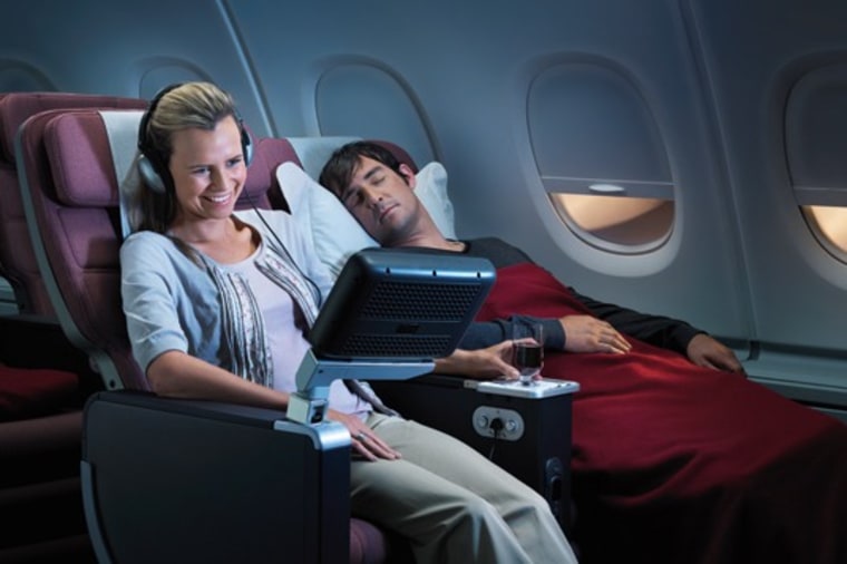Premium economy on a Qantas A380 provides more elbow room and more room to kick back.